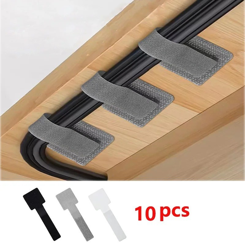 Reusable Cable Ties Cord Organizer Self Adhesive Adjustable Wire Straps Desk