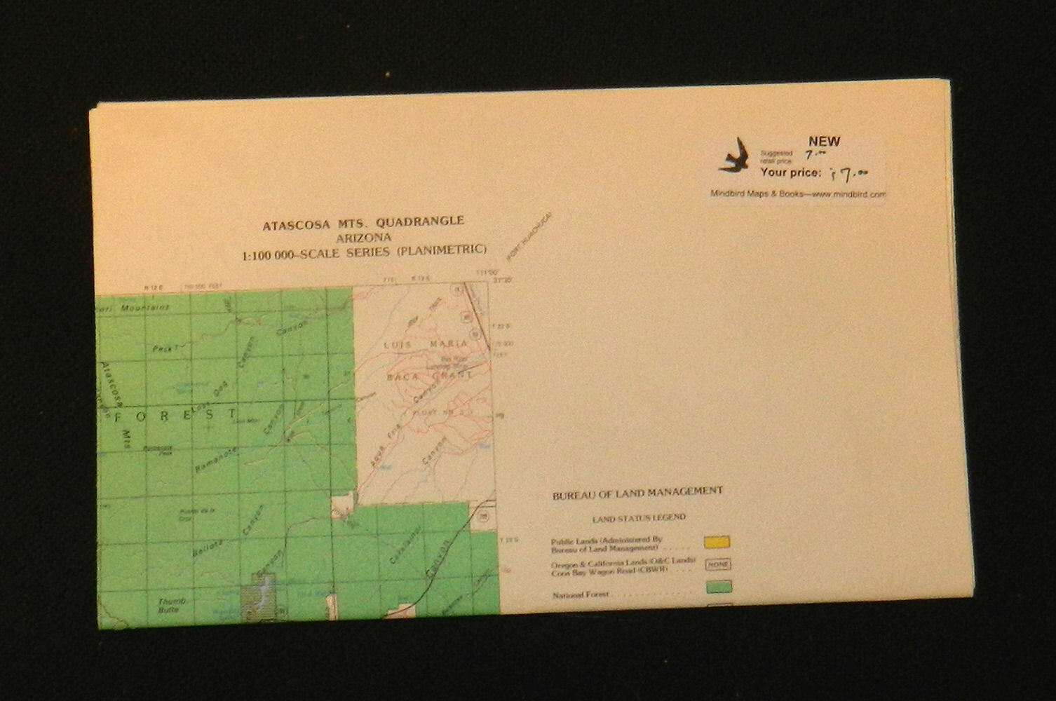 BLM, Atascosa Mts., Arizona, 1:100K metric map (1979, folded map)
