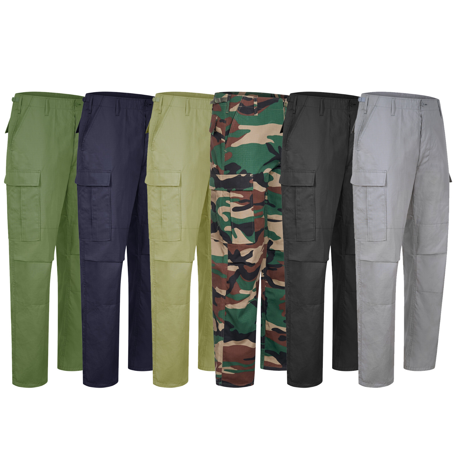 Army Trouser Military Style M65 Ripstop BDU Camo Light Work Cargo Combat Pants
