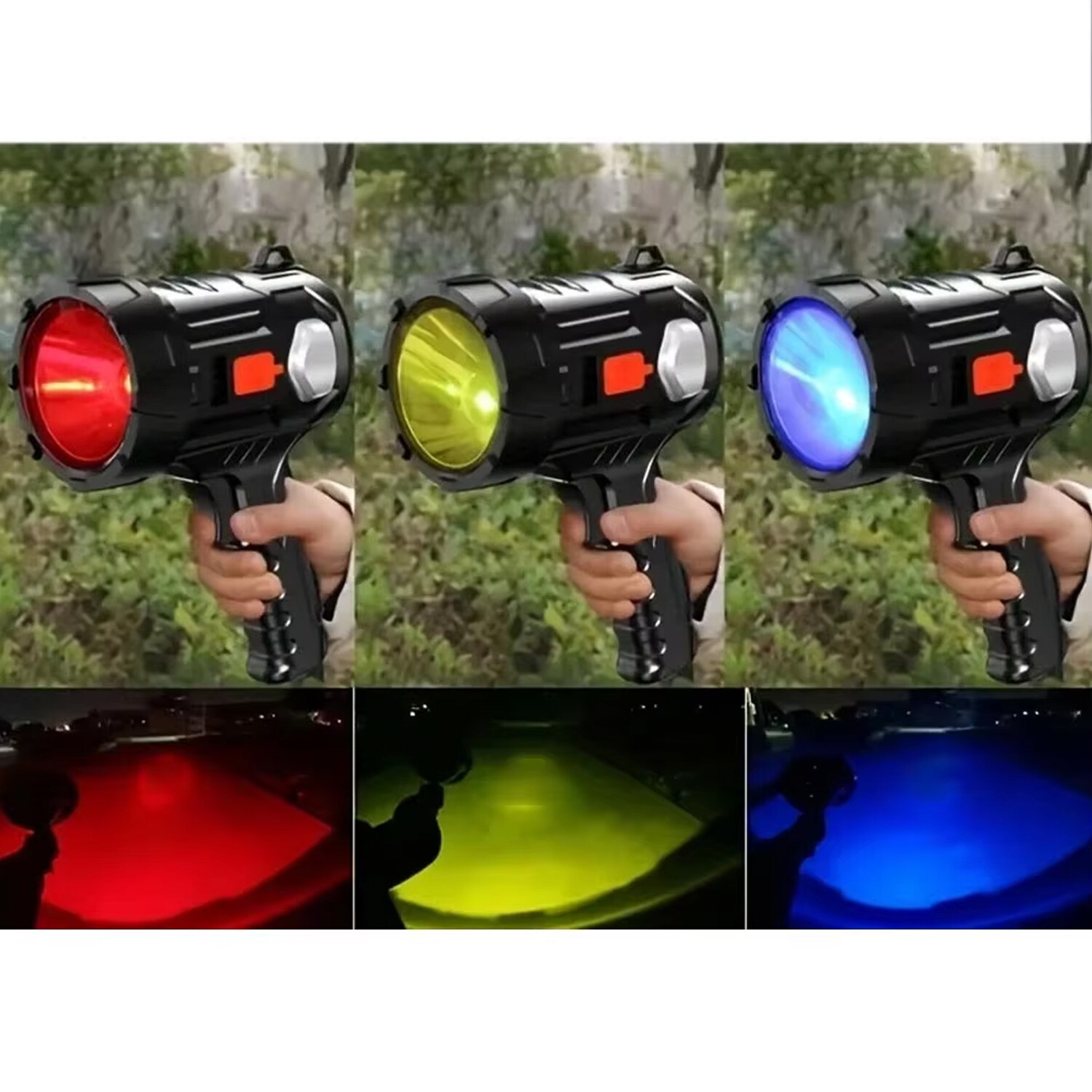 2 Pack Bright Solar/USB Rechargeable LED Spotlight Flashlight Searchlight