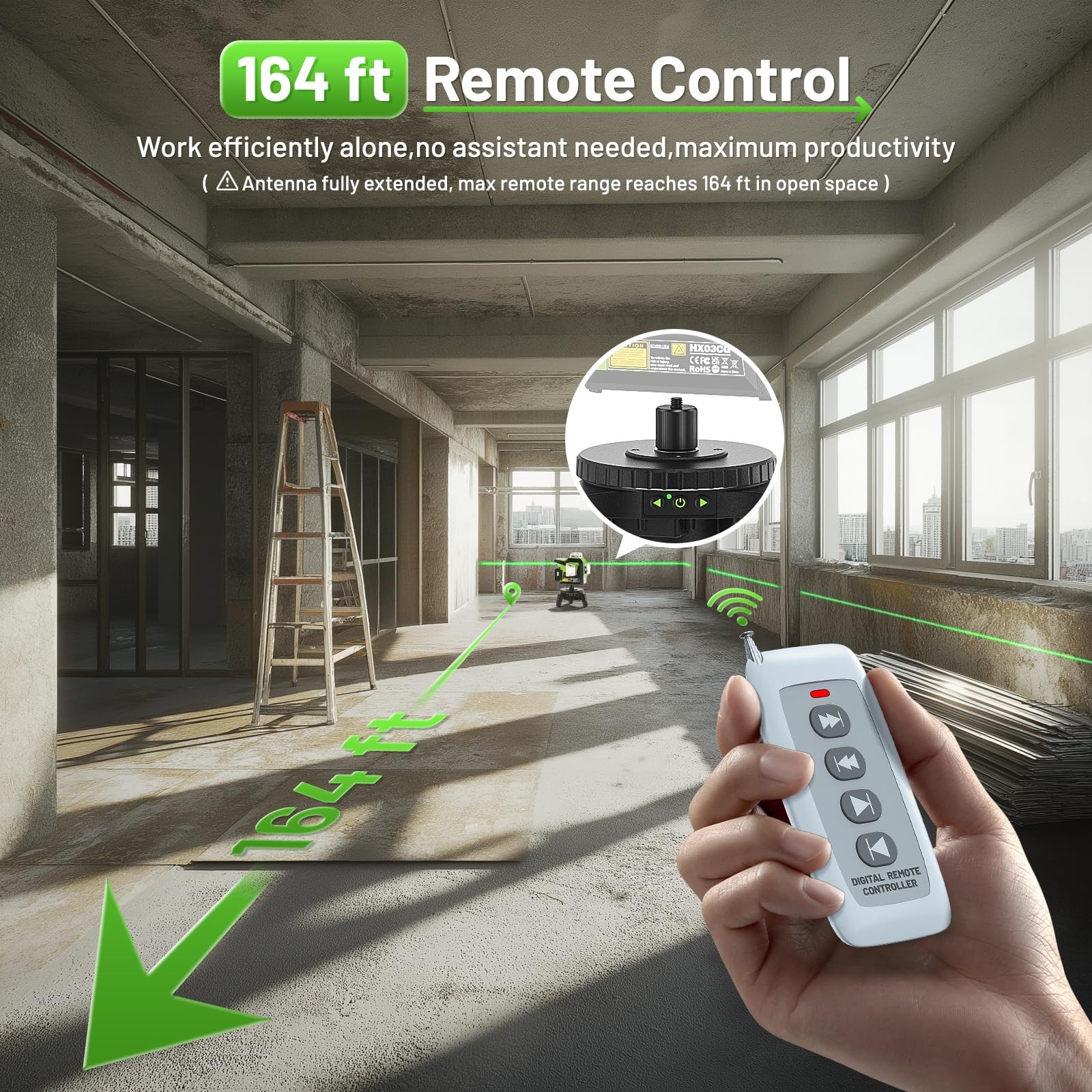 Electric Rotating Base for Laser Level – Remote Control, Dual-Speed 0.088°/s ...