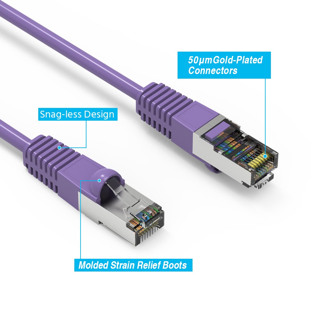 200Ft CAT6 Shielded (SSTP) Ethernet Network Booted Cable Purple