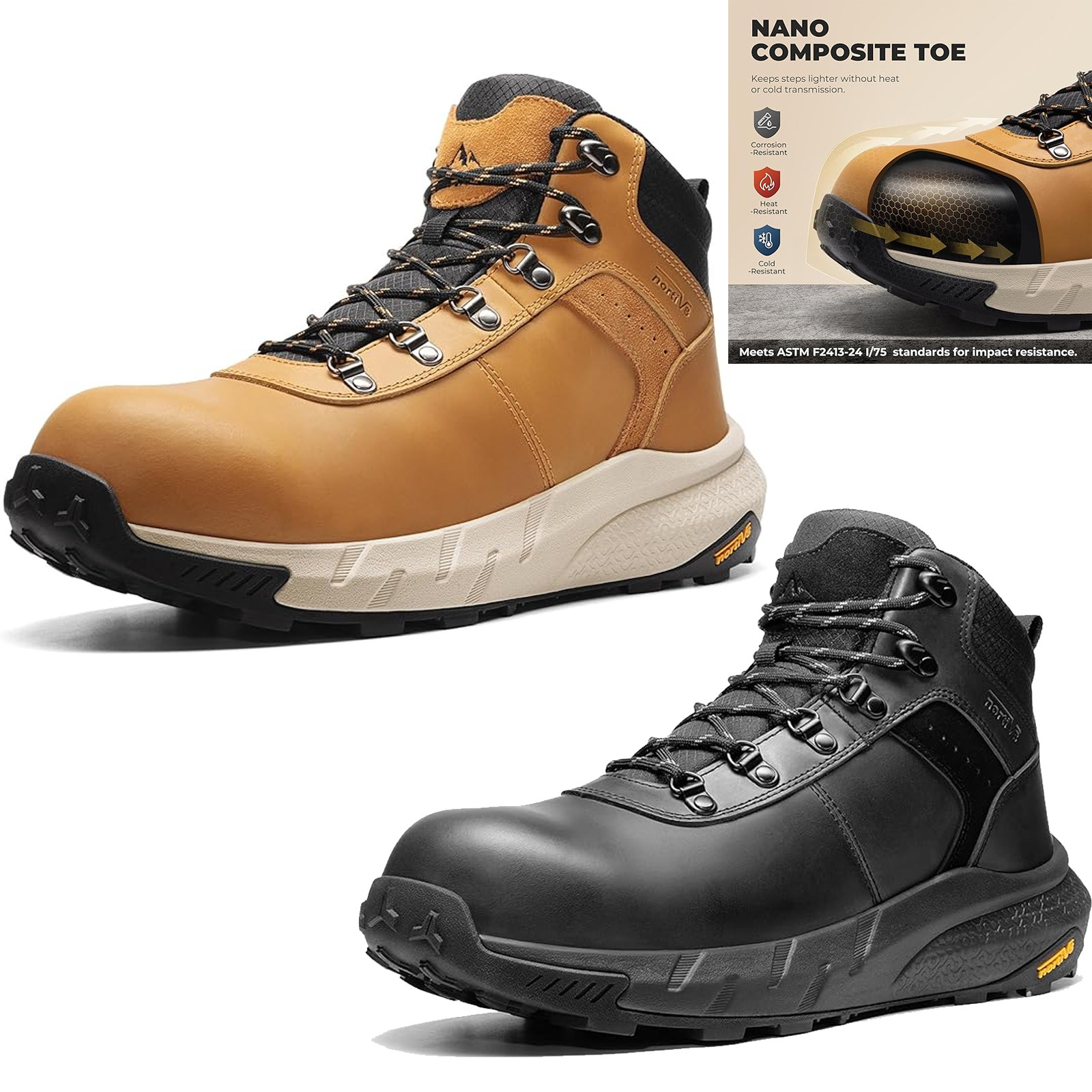 Men Composite Toe Construction Boots Lightweight Waterproof Safety Work Boots
