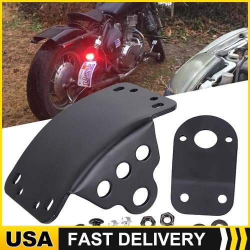 Side Mount License Plate Bracket Motorcycle Tail Light Holder For Aprilia Black