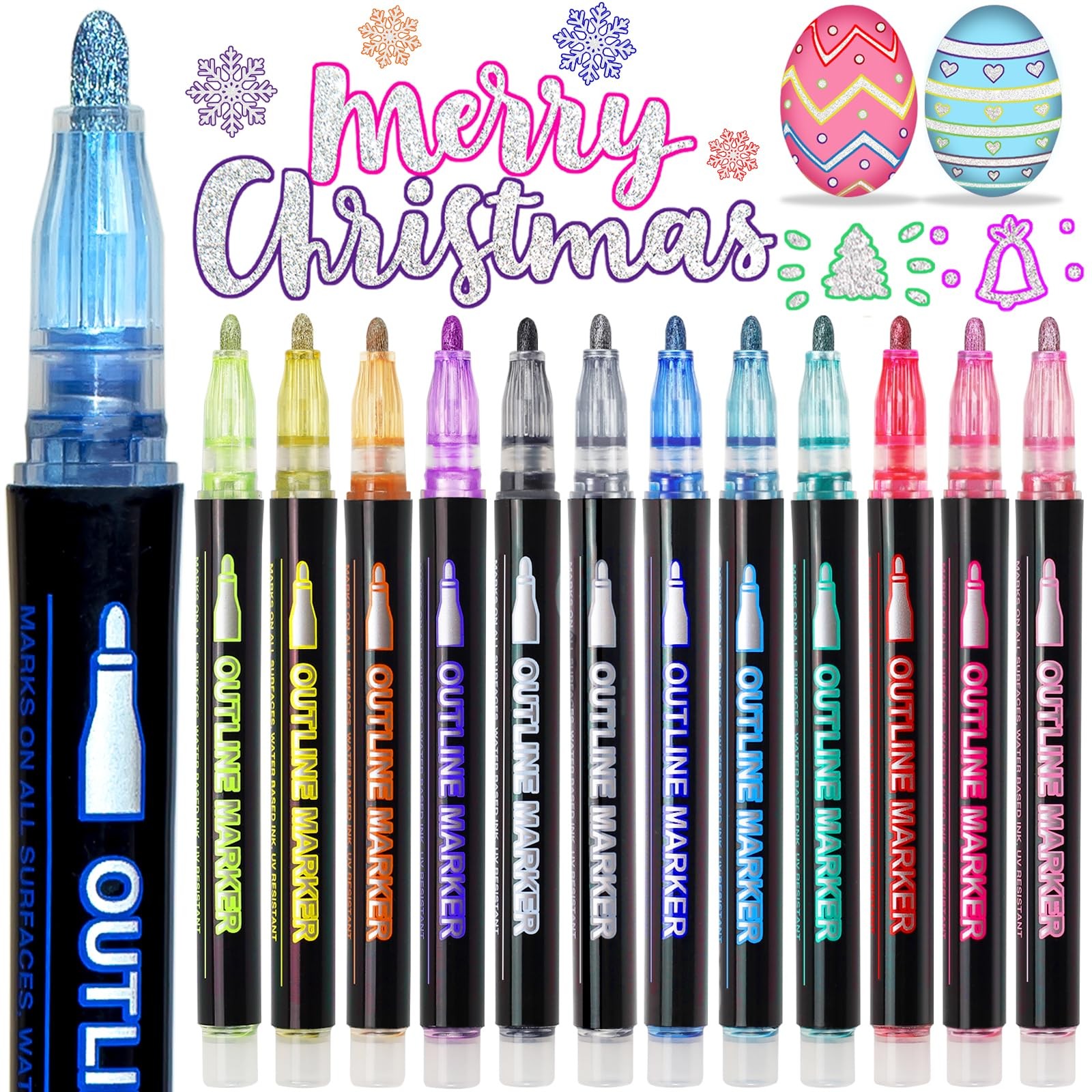 Easter Basket Stuffers Teens,12 Glitter 1 Count (Pack of 12), 12 Colors-A