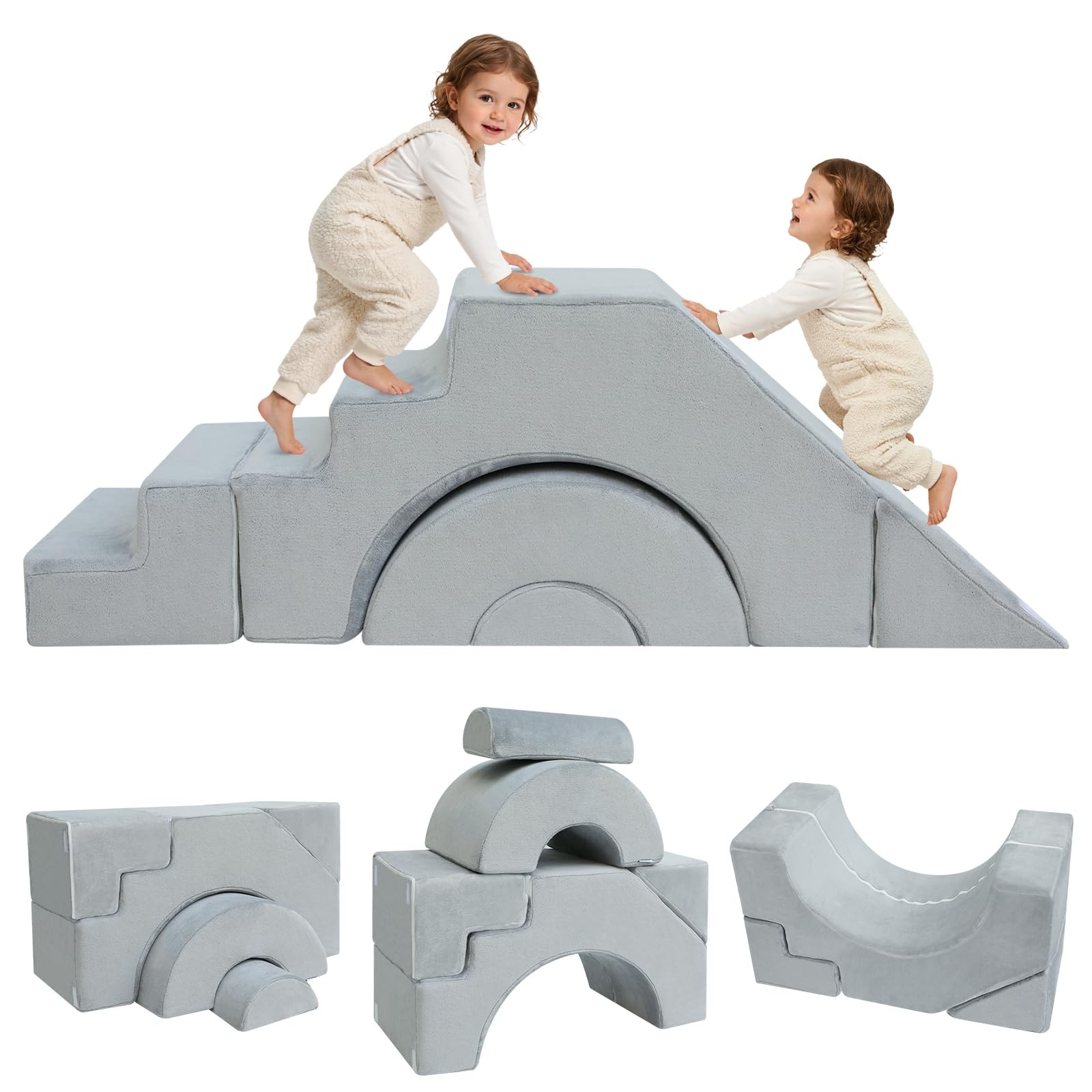 Modular Kids Sofa – Convertible Foam Couch with Slide & Stair, Playroom & Bed...