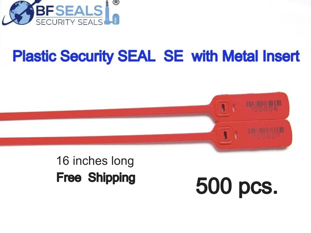 Security PLASTIC SEAL  SE, Adjustable, 500 pcs, 16" numbered, RED. BF-30SE15
