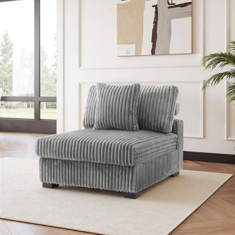 35.9 In. Armless Faux Rabbit Fur Polyester Rectangle Sectional Center 1-Seat Sof