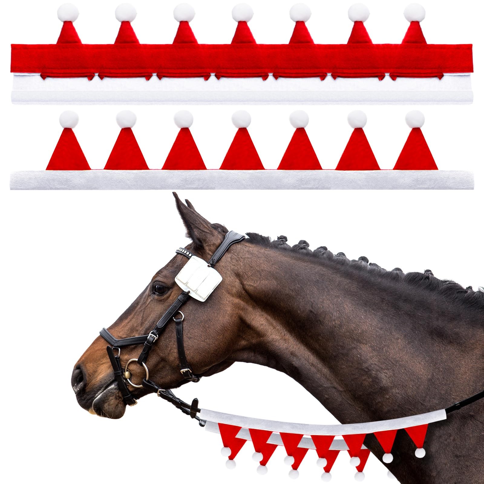 Christmas Horse Tack Covers  2 Pcs Red & White Xmas Costume Accessories