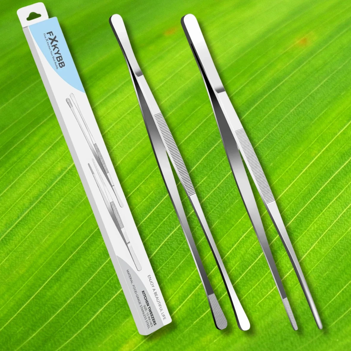 Stainless Steel Cooking Tweezers Tongs 12 Inch Kitchen Tools 2 Pack