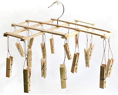 Natural Clothespin-Folding Clothespin Laundry Dripping Hanger 16 Clip Clothes...