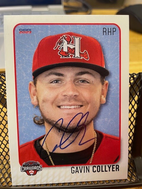 Gavin Collyer Signed Autographed 2023 Hickory Crawdads Team Set Card