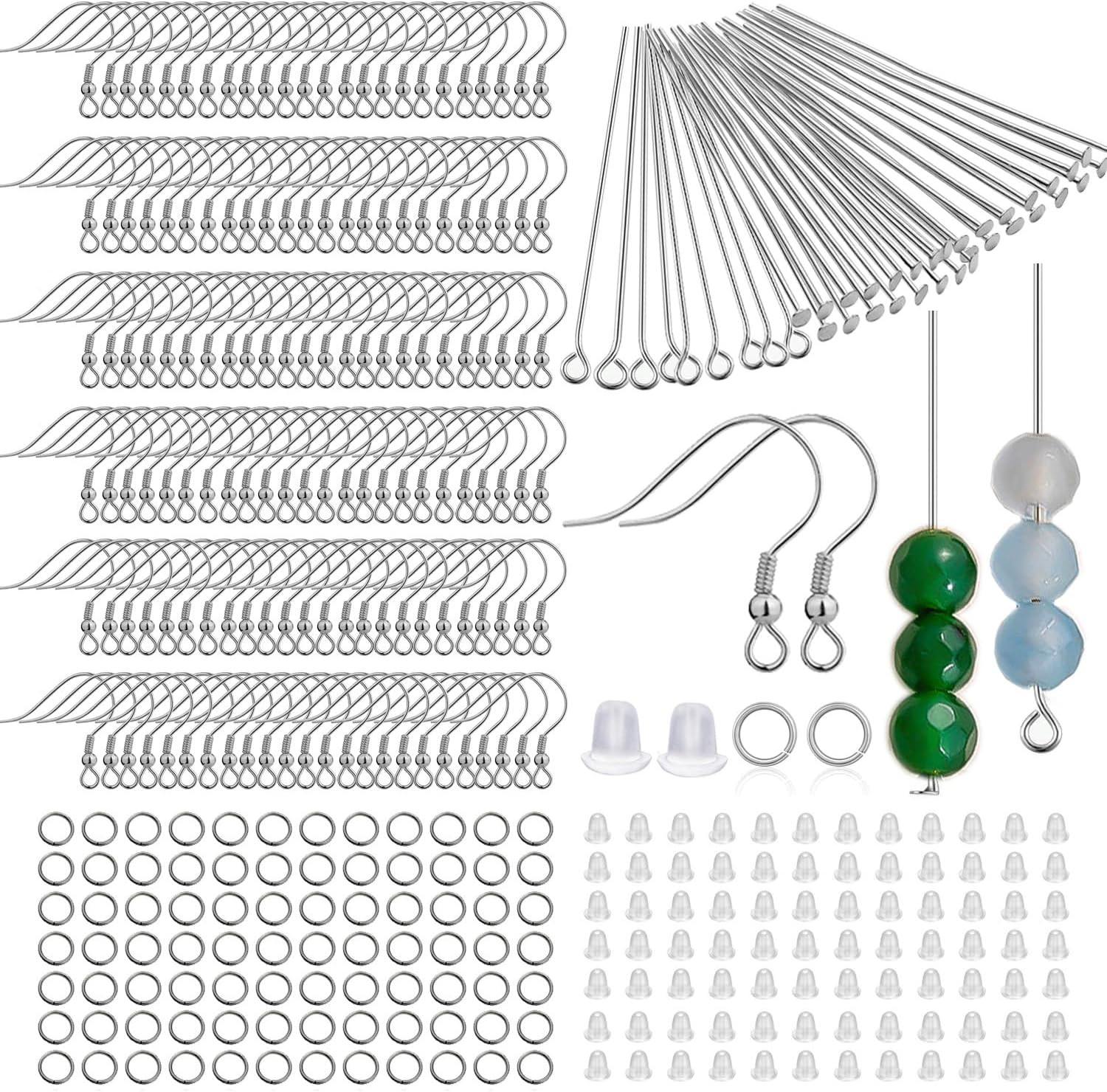 800/220Pcs Hypoallergenic Earring Fish Hooks & Pins for Jewelry Making, Stainles