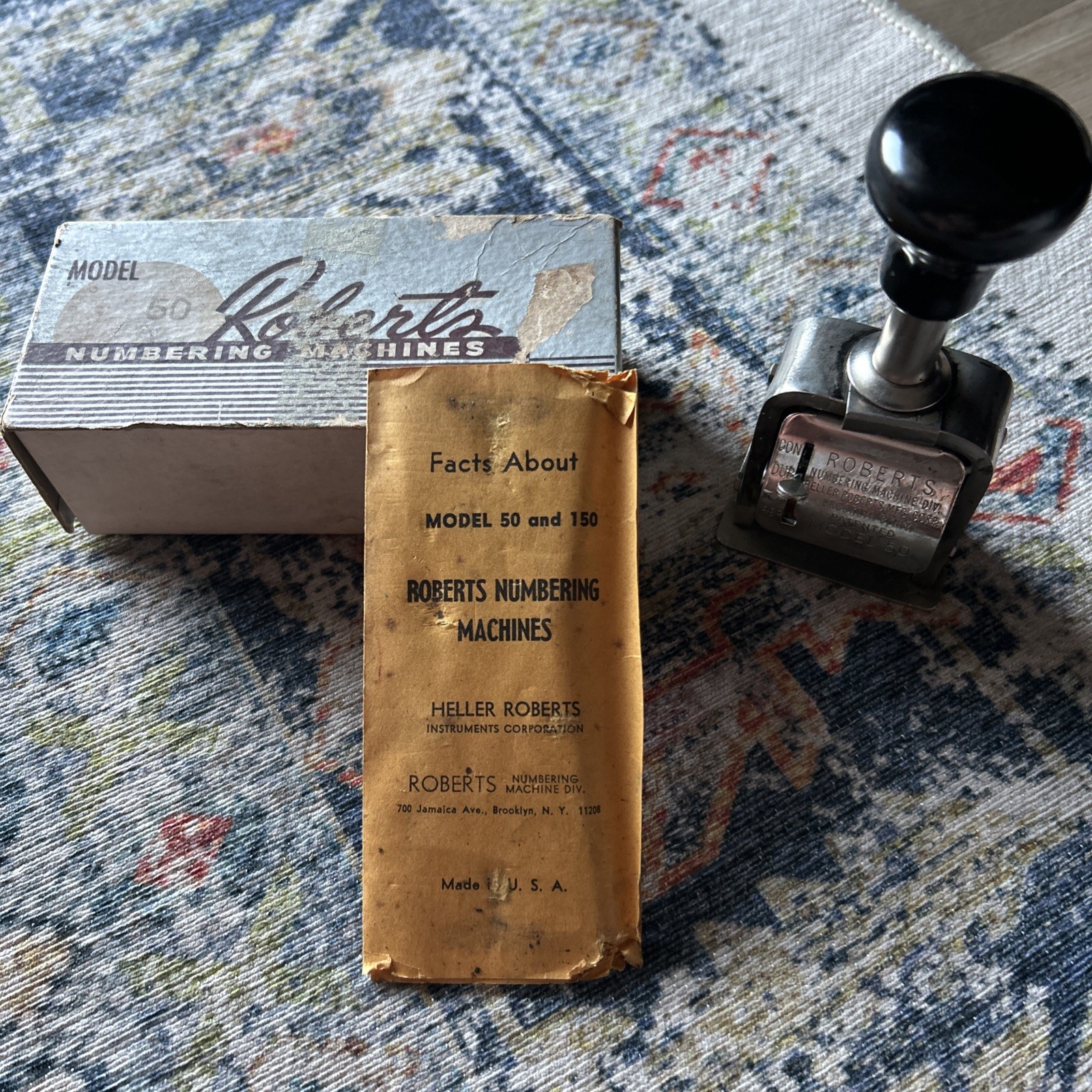 Vintage Model 50 Roberts Numbering Manual Machine 6 Wheels with Box
