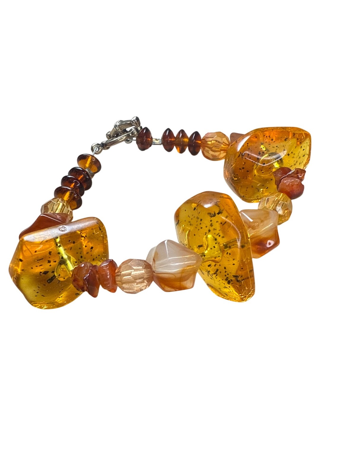 Baltic Amber Beaded Bracelet Natural Honey Stone Chunky Artisan Jewelry