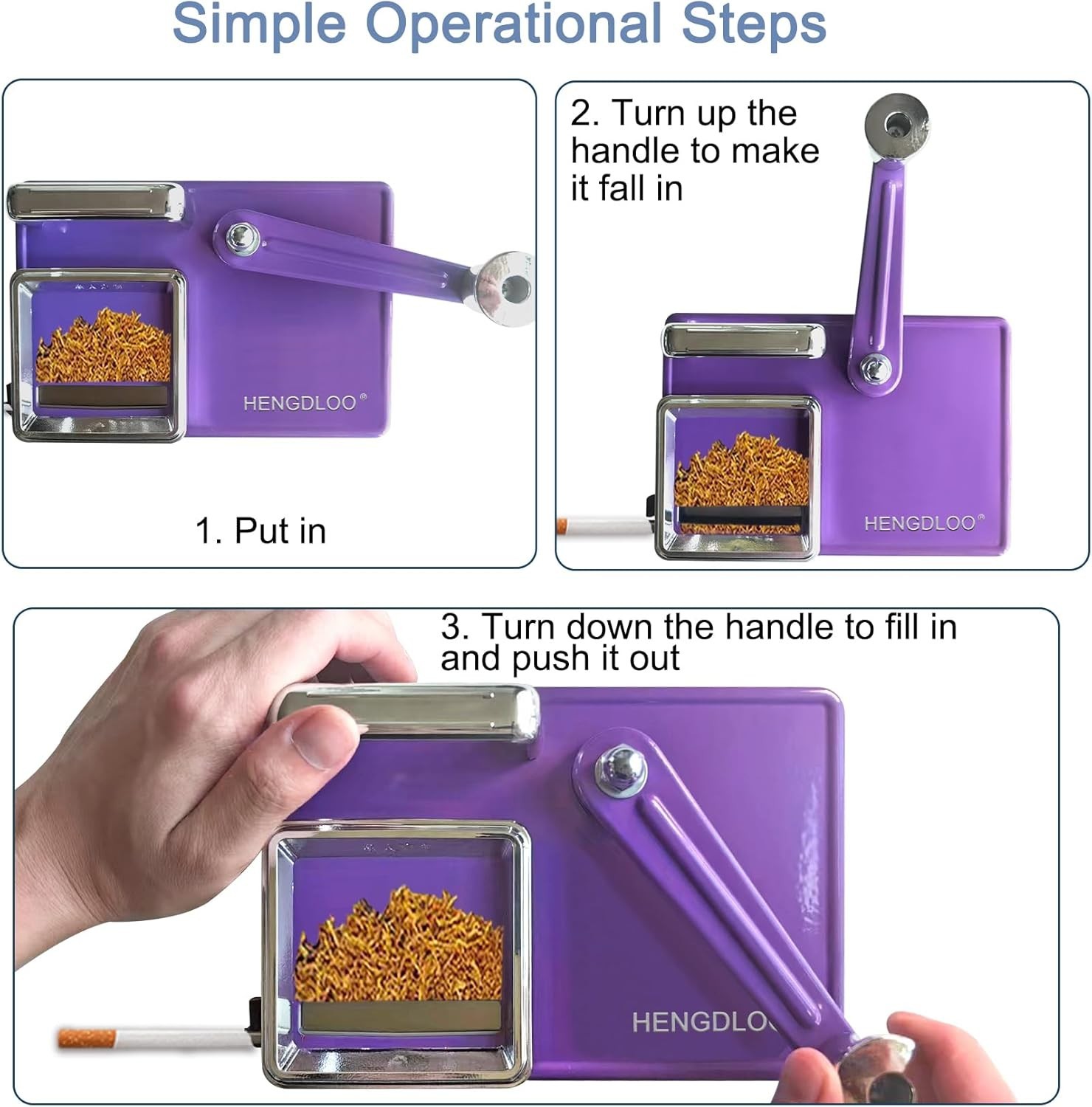 Compact Purple Cigarette Rolling Machine, Manual Design for Effortless Rolling