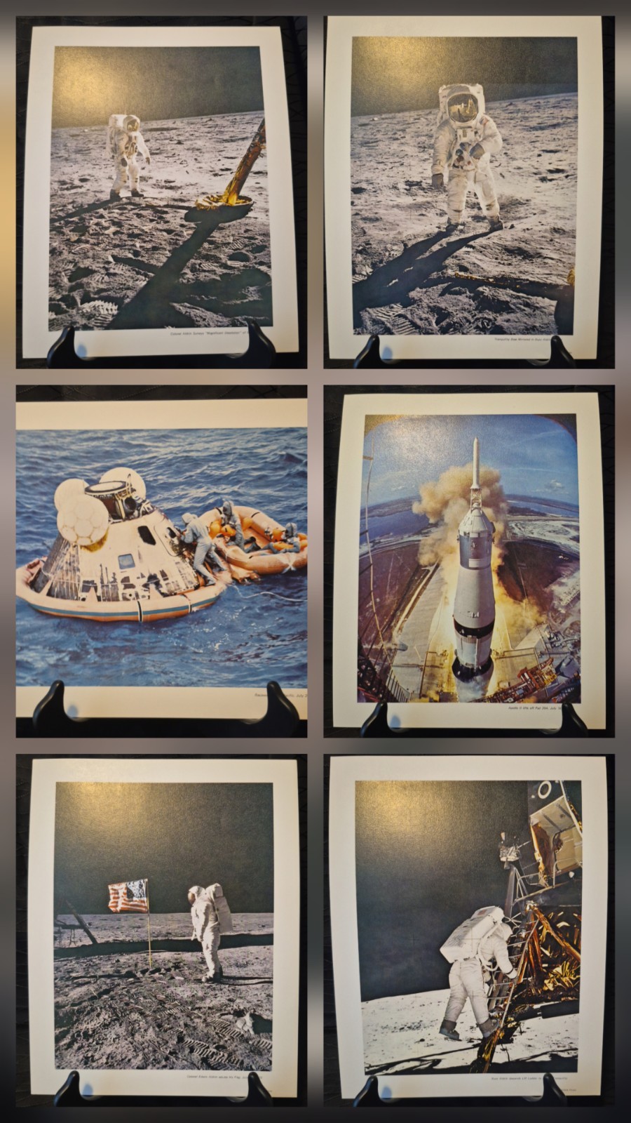Vintage 1969 NASA Apollo 11 Moon Landing Lithograph Prints Set of 6 - 11x14
