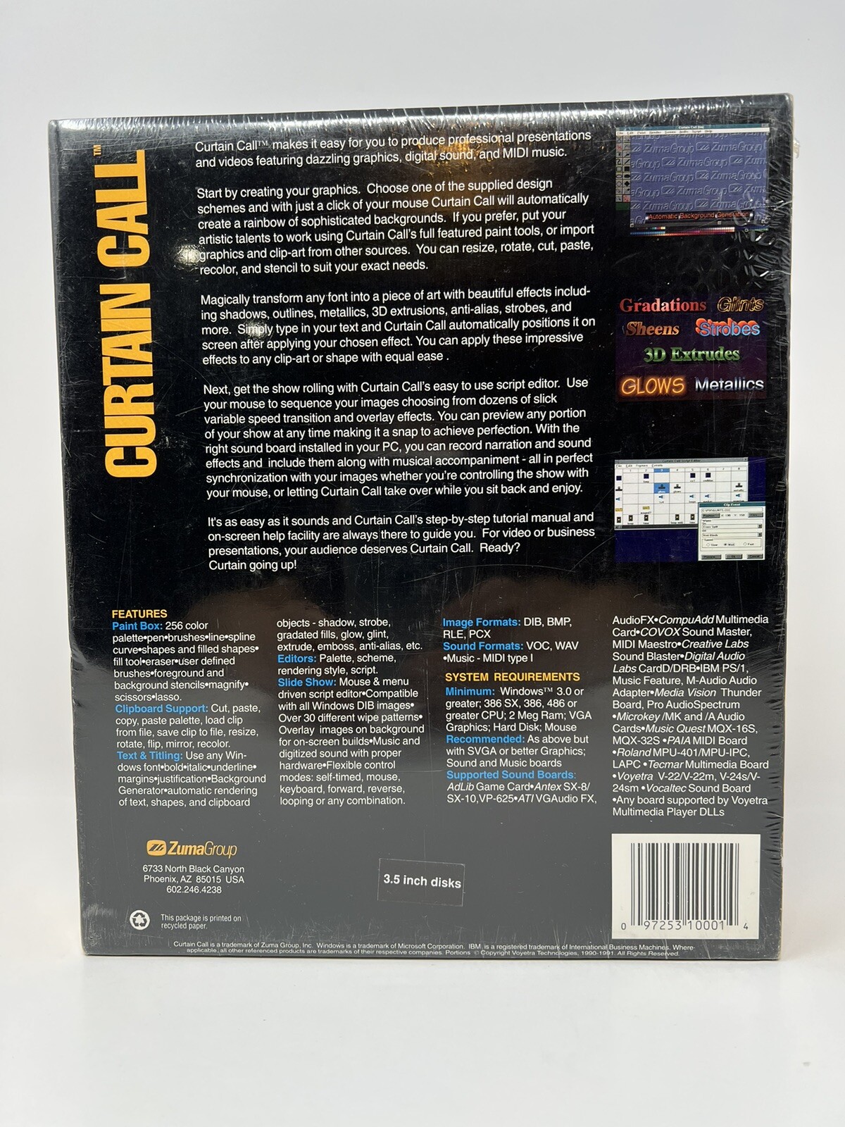 Curtain Call for Windows Operating System Rare Collectible Software Zuma Group
