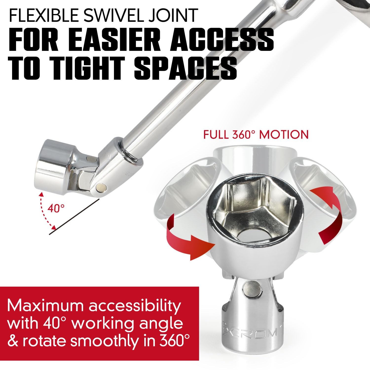 Universal Flex Socket Set 6point Swivel Socket Set Swivel Joint For Easier Acces
