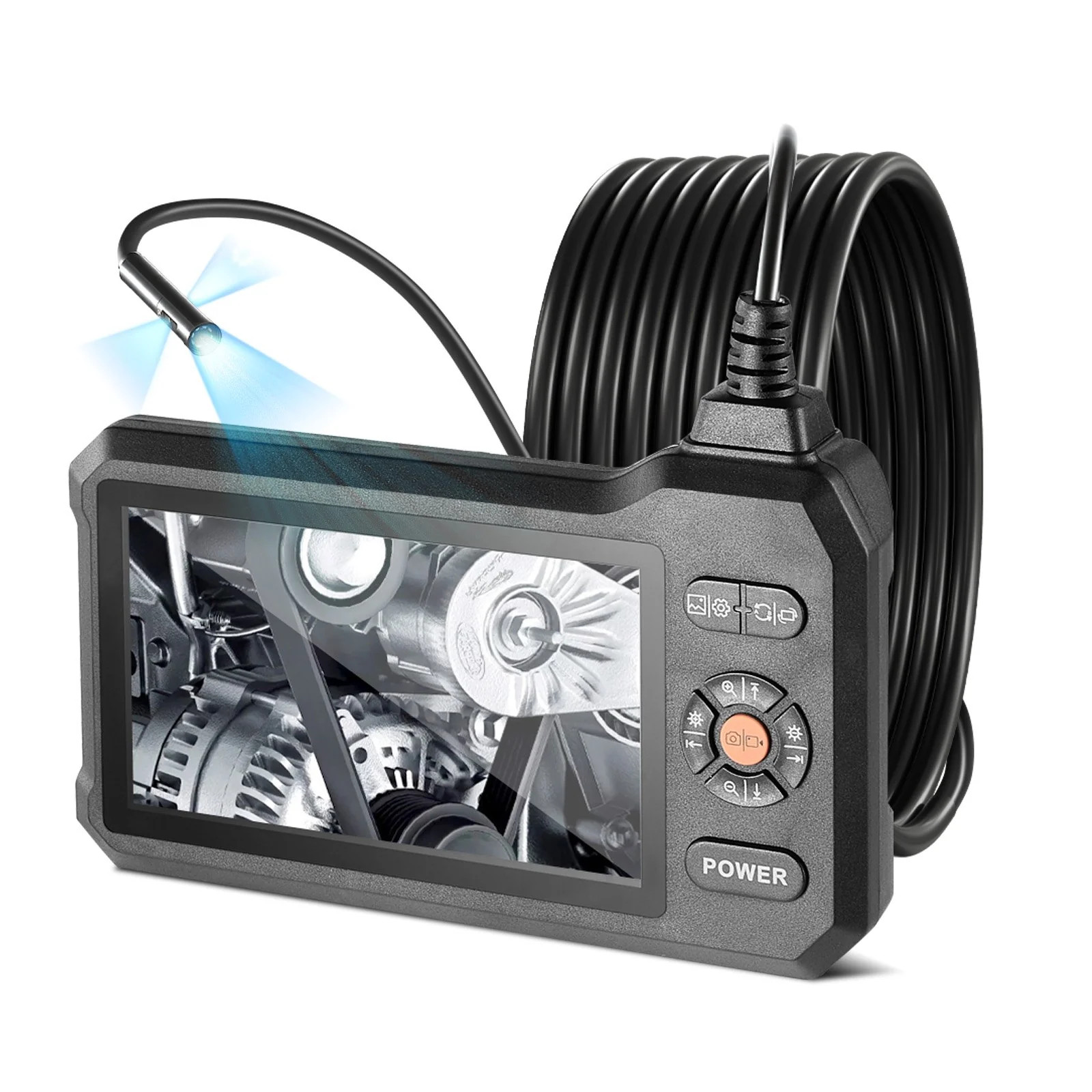 Triple Lens Endoscope with Light 5 HD Ips Screen Industrial Borescope 1280 X 720