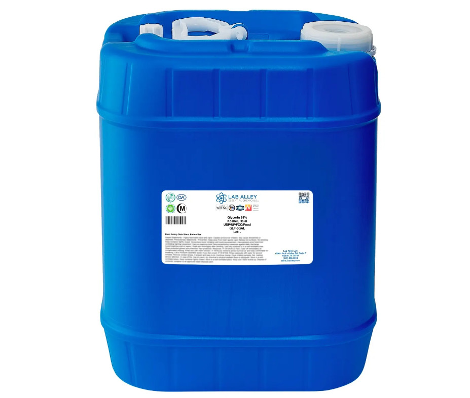 Lab Alley Glycerin 99% USP/NF/FCC/Food Grade, Kosher, Halal - 5GAL !!