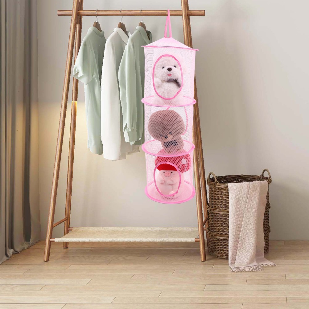 2 Pcs Foldable Hanging Mesh Drying Net Multi Layer Organizer For Plush Toys