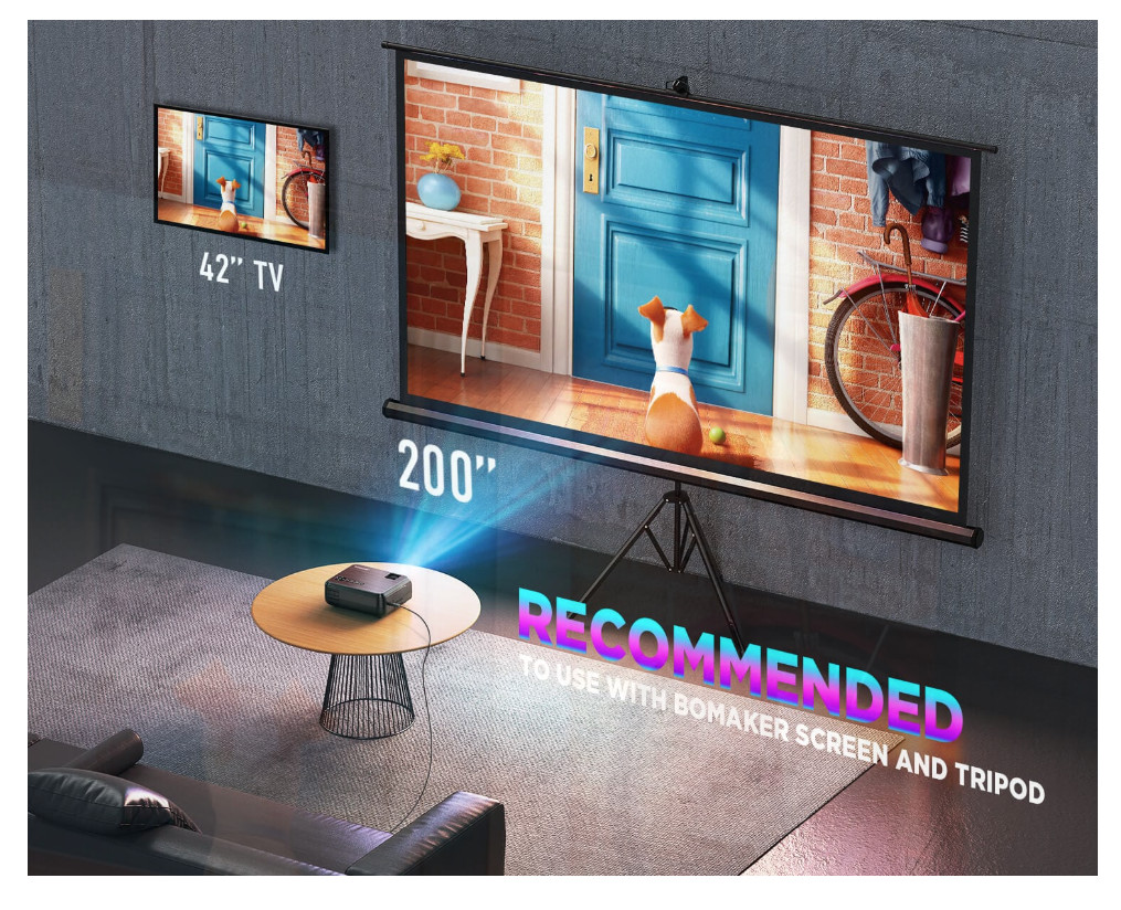 GRAY - Bomaker Home Theater Projector Native Resolution: 1280*720 GC35