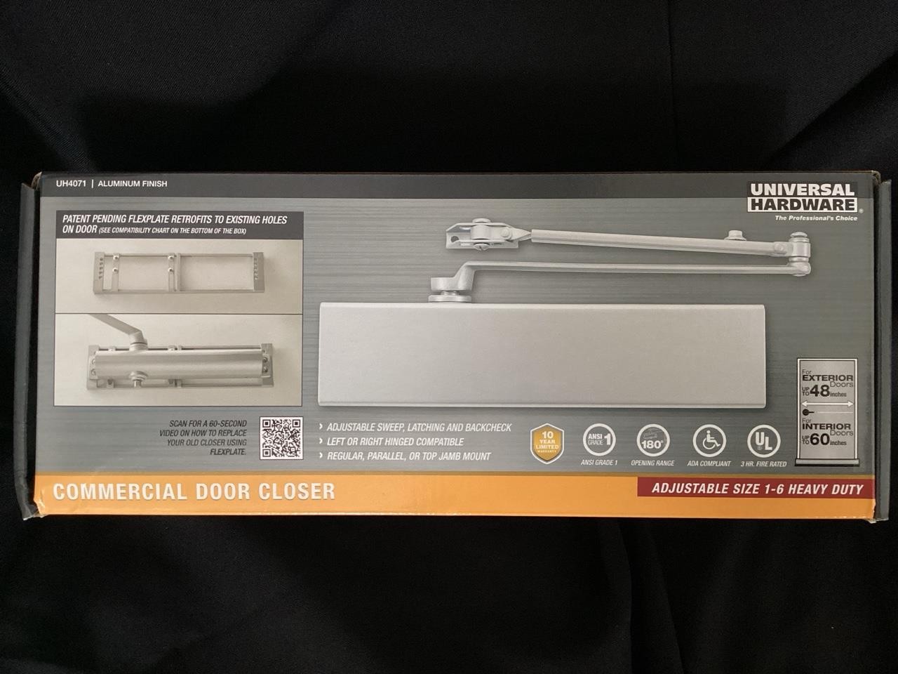 + Universal Hardware Commercial Door Closer Aluminum Finish ADA Compliant UH4071