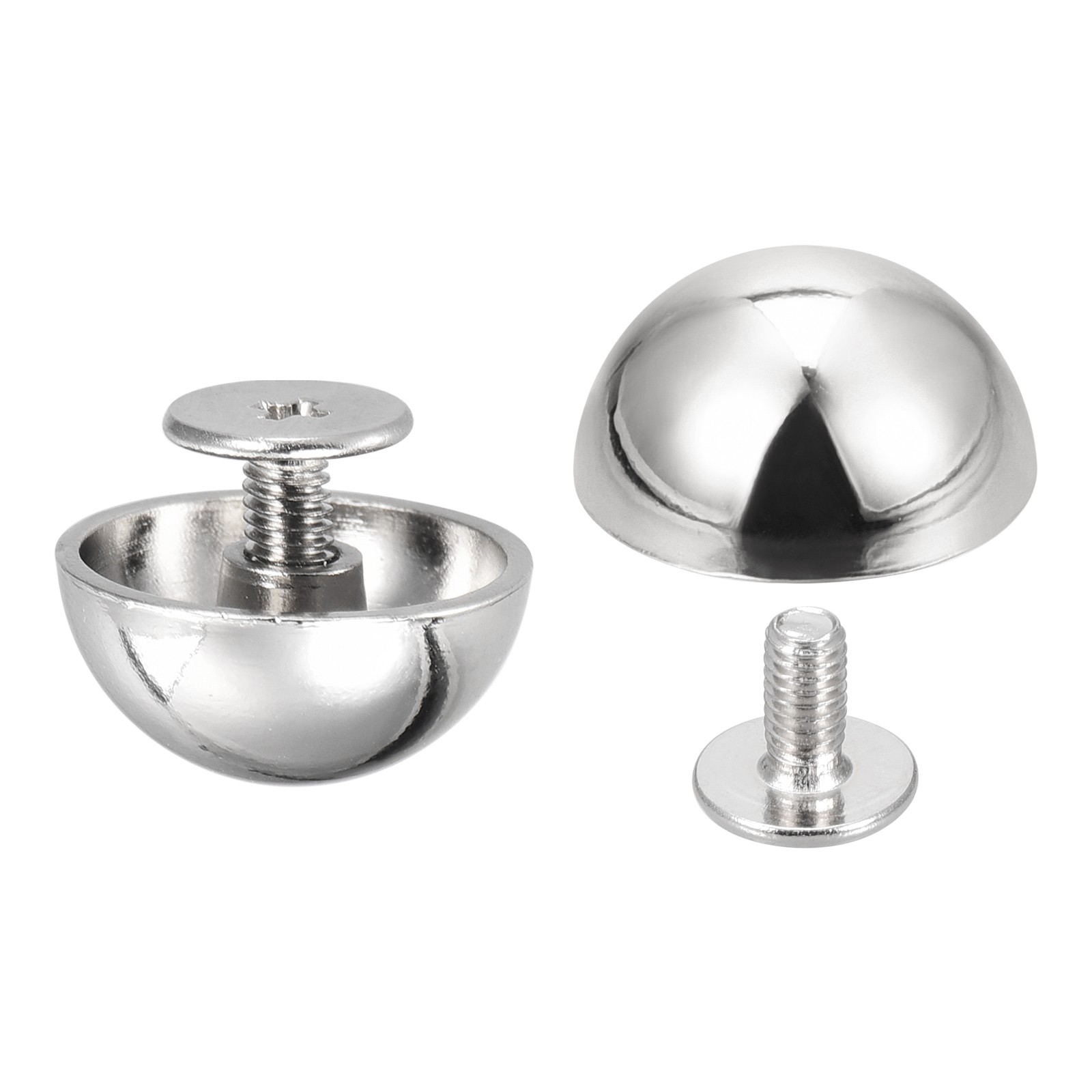 15x7.5mm Screw Back Rivet Silver DIY Hollow Round Head Leather Stud , 10Set