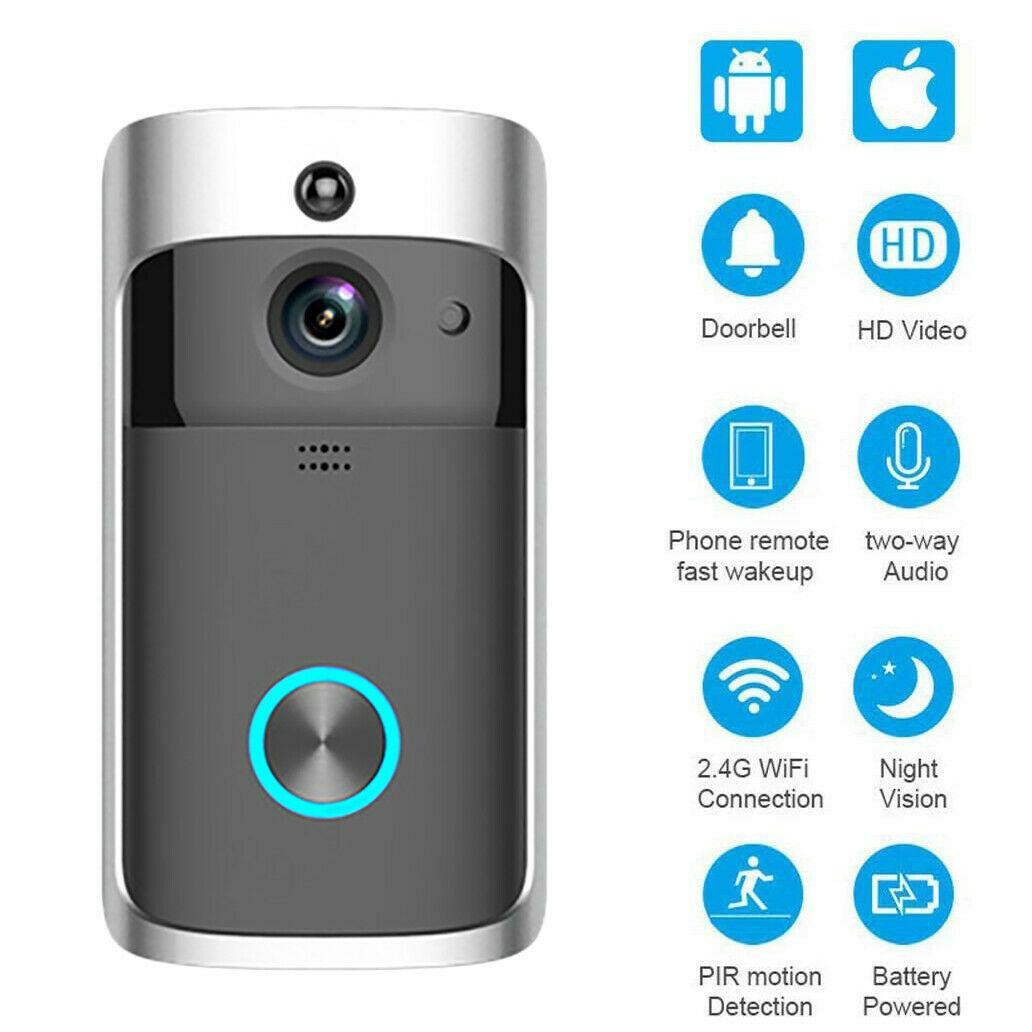 Wireless WiFi Video Doorbell 720P Smart Door Ring Intercom Security Camera Bell