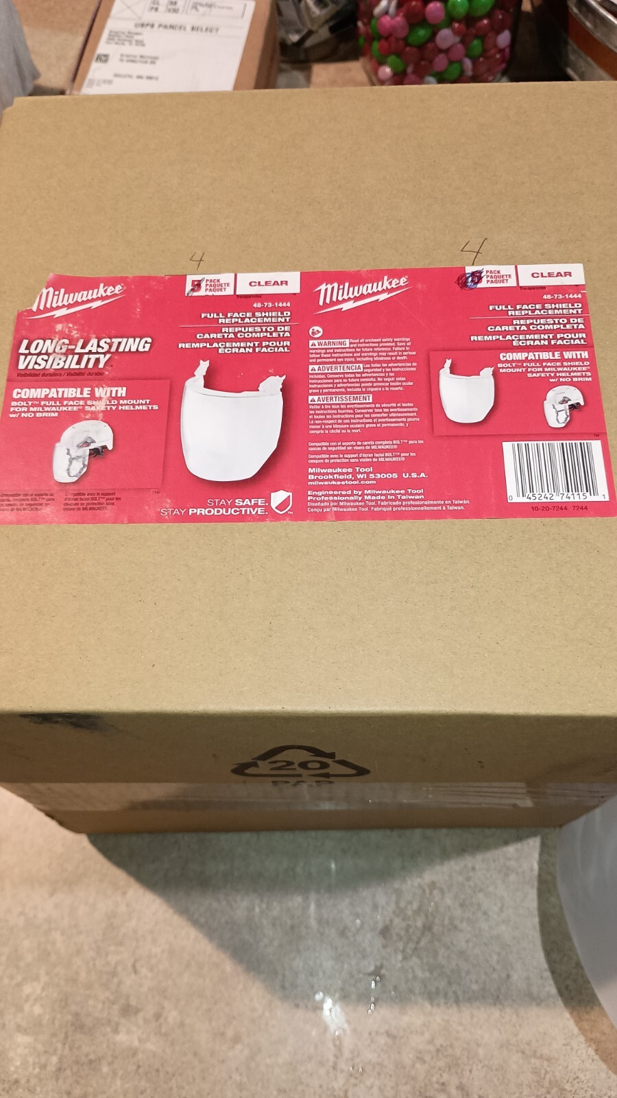 Milwaukee Tool 48-73-1444 Clear Full Face Shield Replacement For Helmet 4 Pc