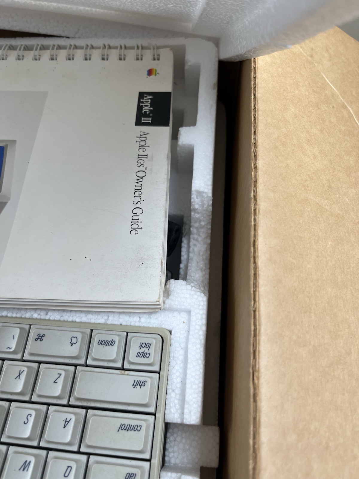 Apple IIGS A2S6000 Computer w/ Original Box, Keyboard, Mouse, Cable Book Works