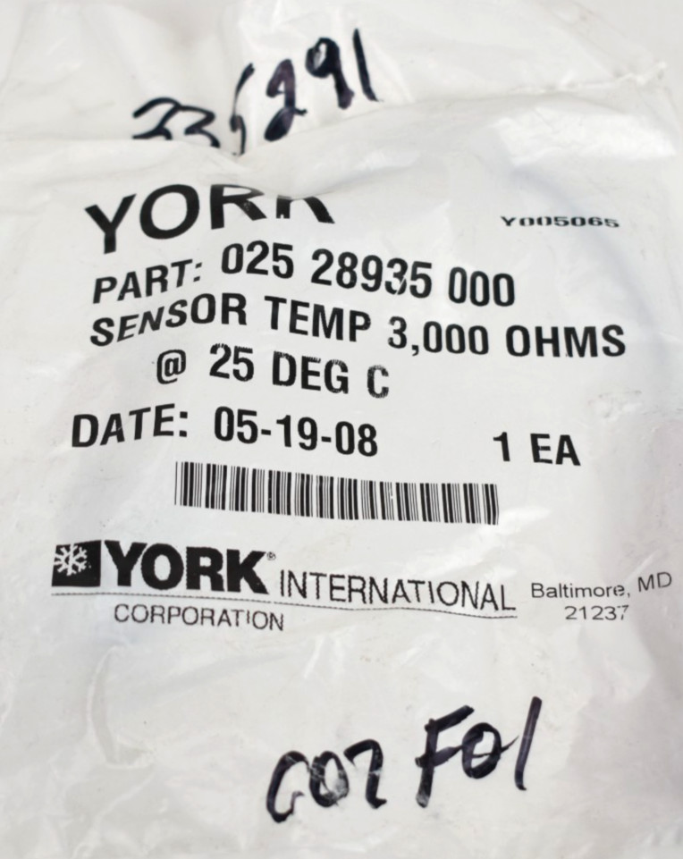 York 025-28935-000 3K Temp Sensor 3000 Ohm Thermistor HVAC