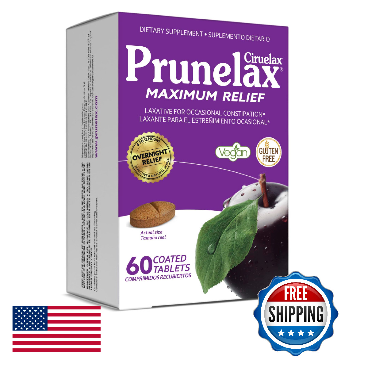 Prunelax Ciruelax Maximum Relief Laxative Tablets with Natural Senna for Occasio