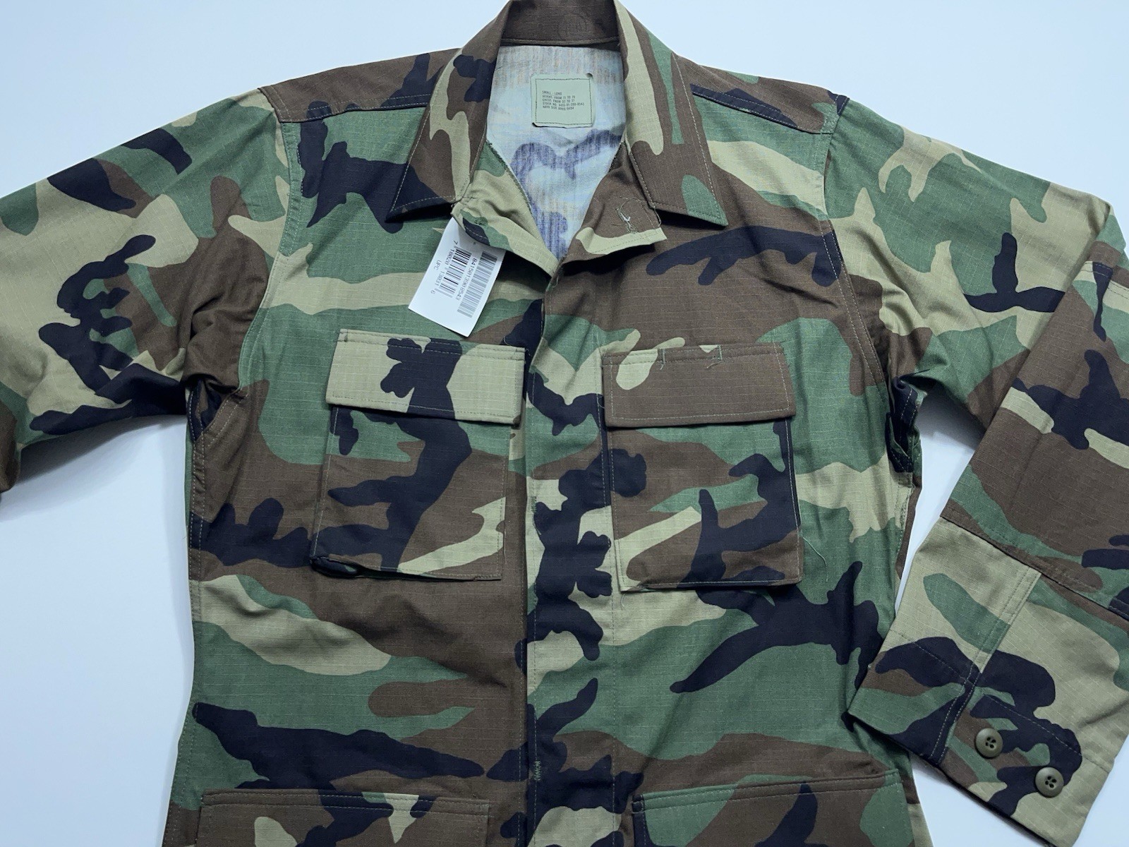 Golden MFG Hot Weather Woodland Camo Combat Jacket Mens Size Small Long NEW