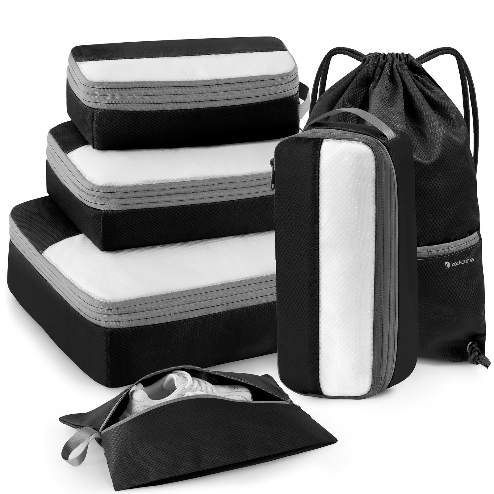 6 Set Compression Packing Cubes for Travel, Lightweight and Space-Saving Lugg...
