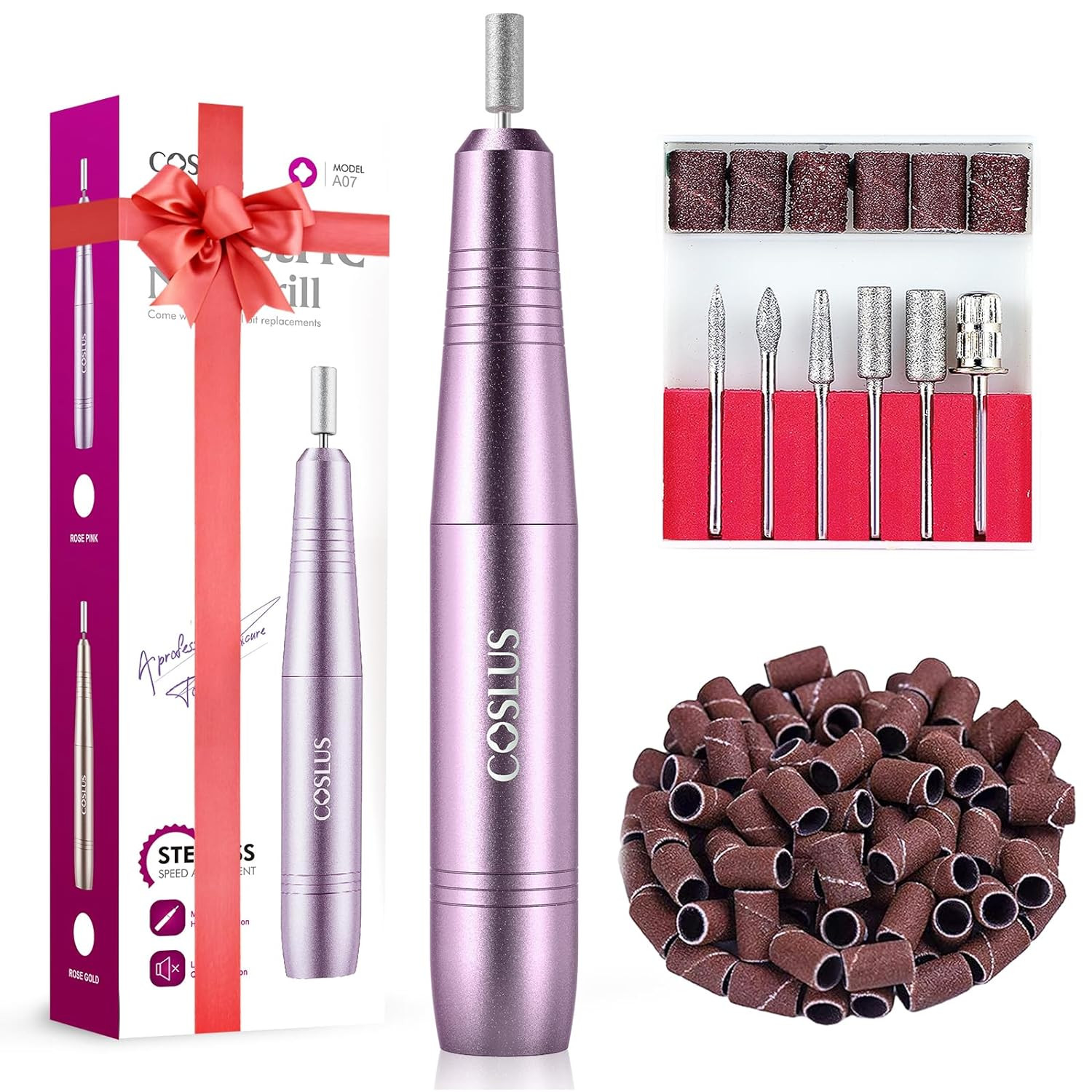 Electric Nail Drill File Professional: for Acrylic Gel Dip Powder Nails Portable