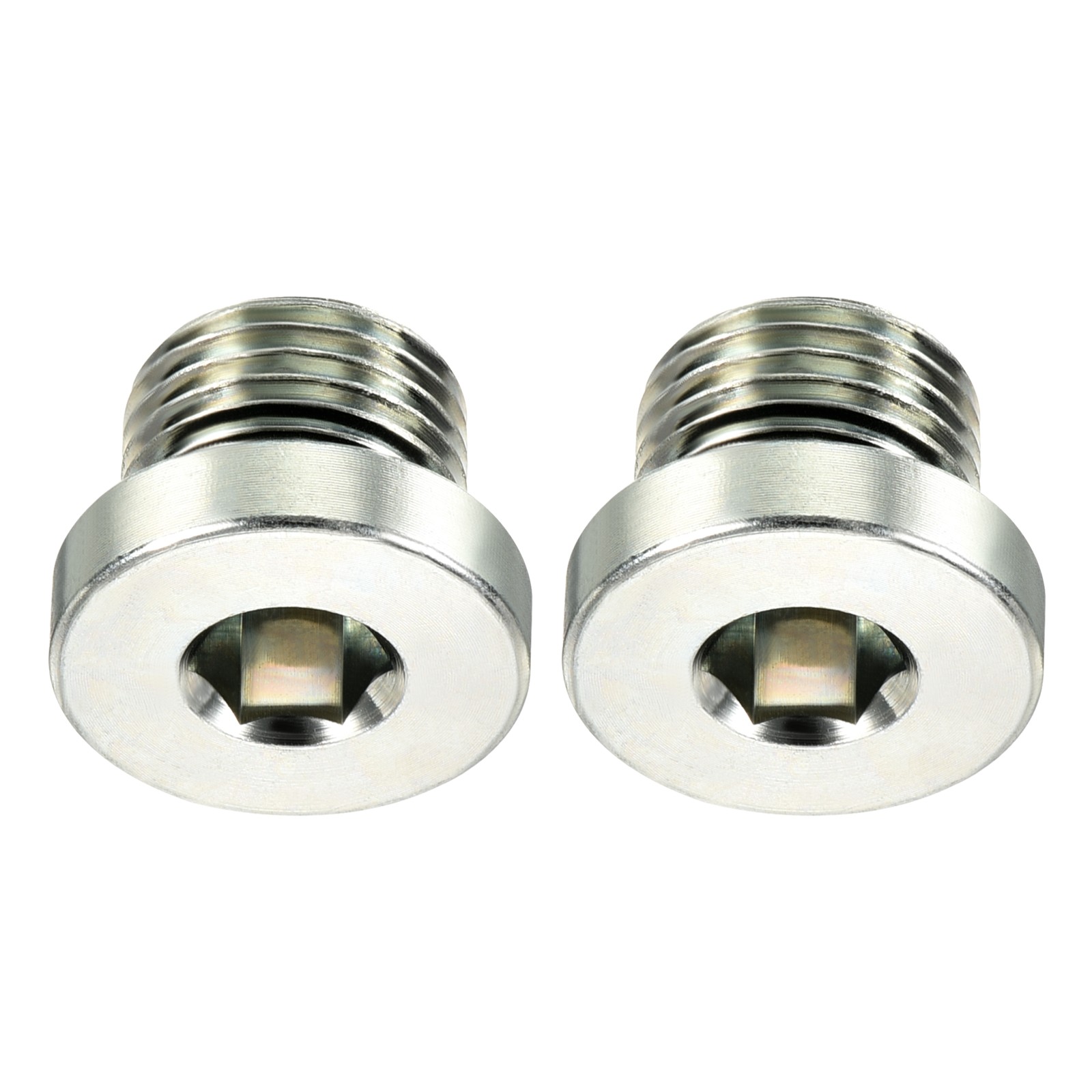 2Pcs M16*1.5 Hex Head Pipe Fitting Plug Socket Plug w Sealing Ring for Pipe Ends