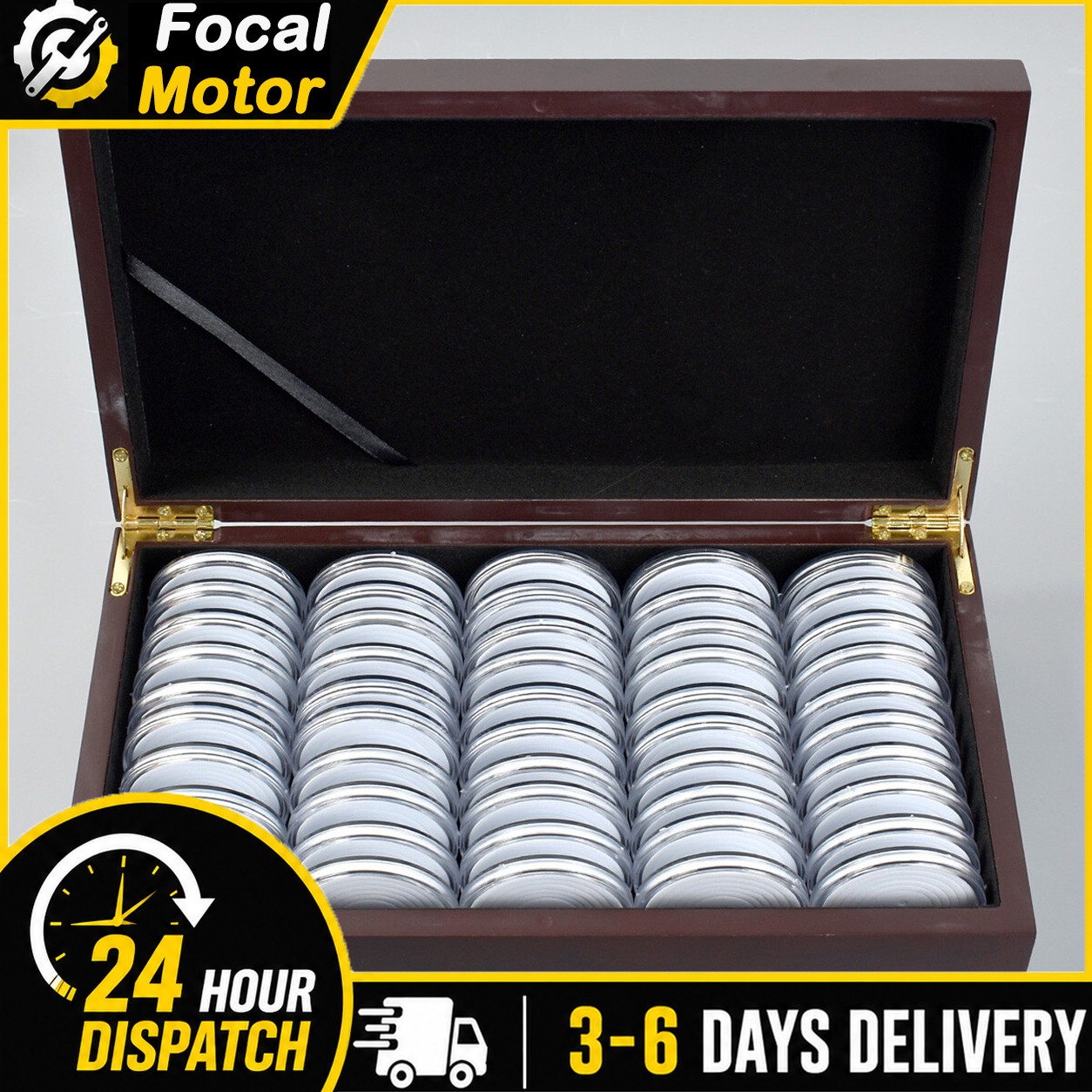 Wooden Storage Box 50 Pcs 46Mm Coin Capsule Gasket Holder US Stock