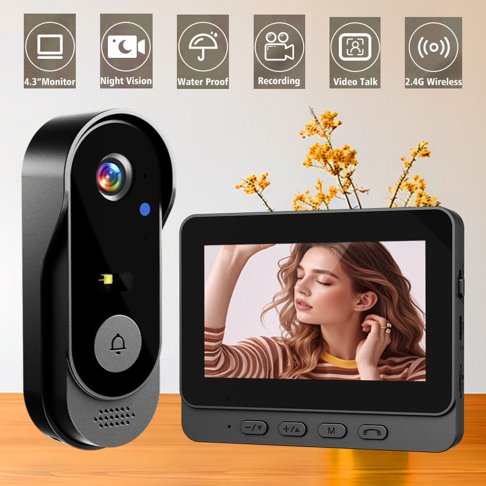 1080P 2.4G Smart Wireless Video Doorbell Camera Monitor Doorbell Intercom System