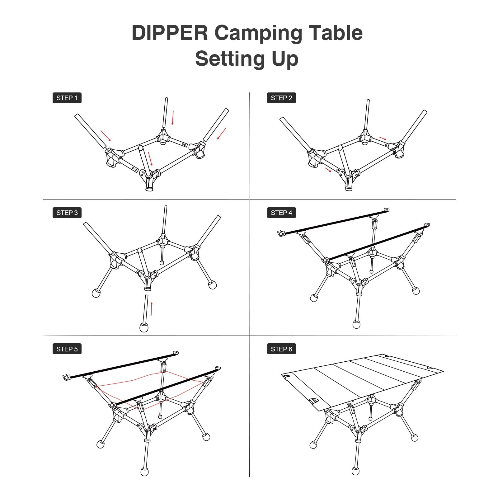 ONETIGRIS Dipper Camping Table, Lightweight Portable Folding Table with Mesh Sto