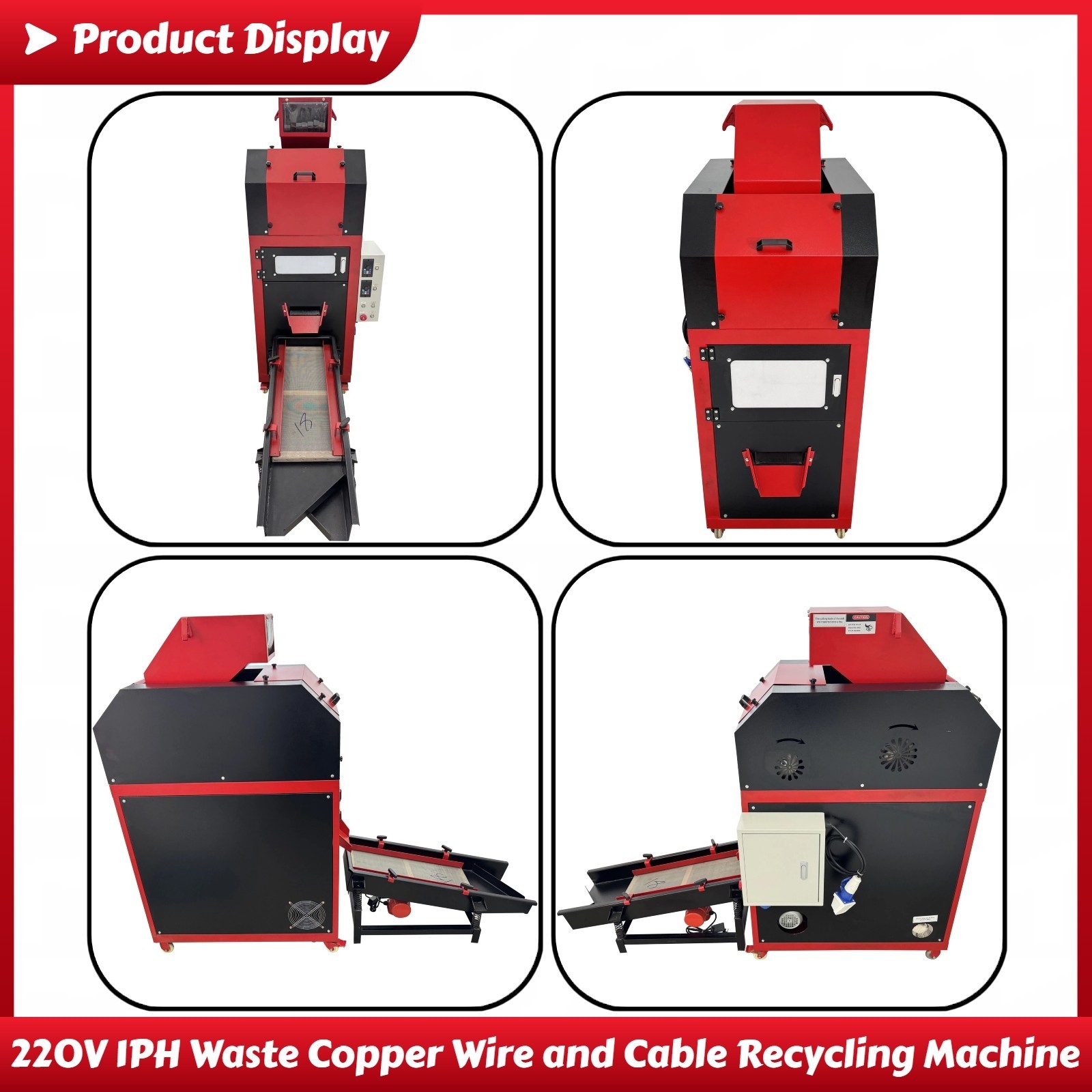 220V 1PH Copper Wire Granulator Waste Copper Wire and Cable Recycling Machine
