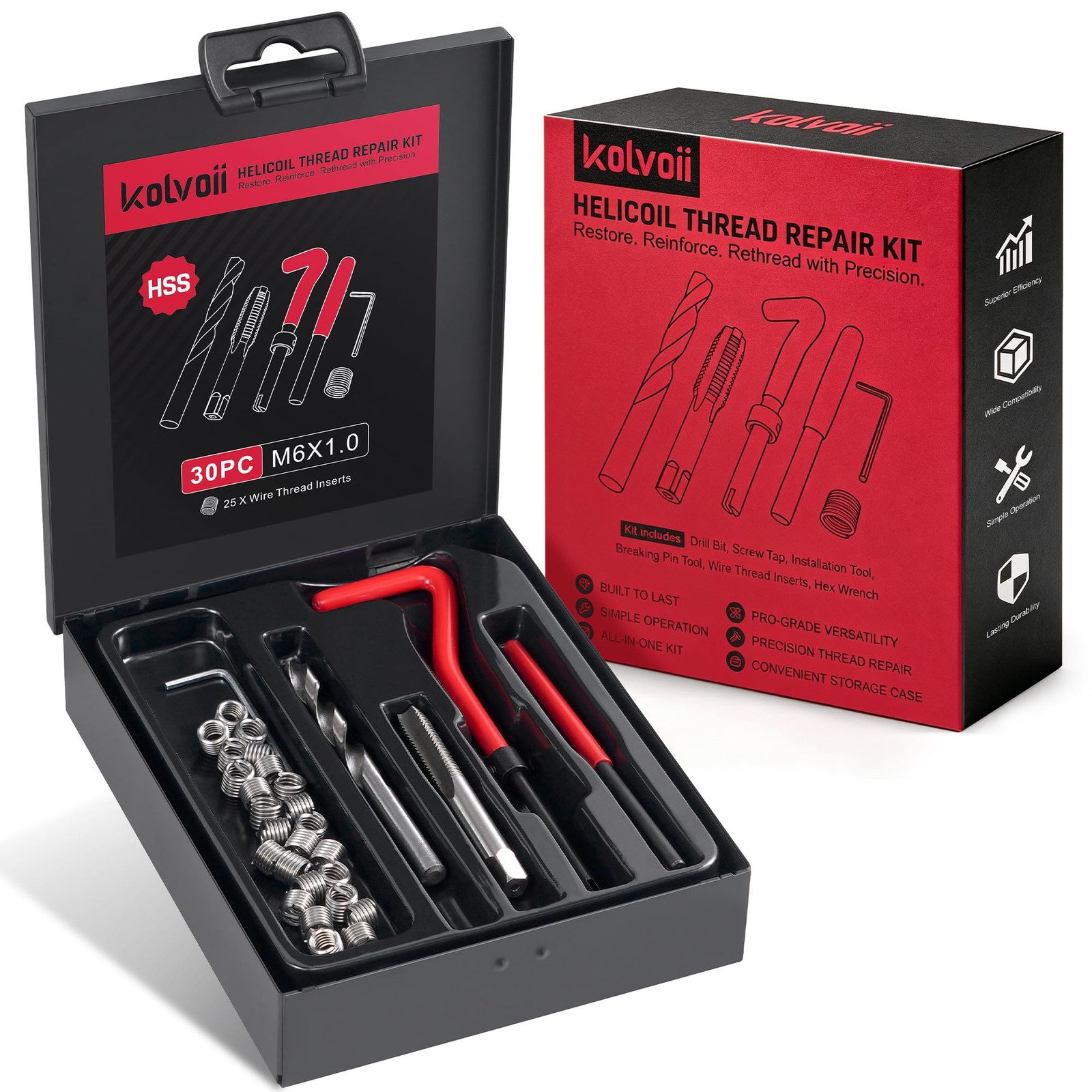 M61.0 Helicoil Thread Repair Kit Metric M6 HSS Drill Bit Tap SS Inserts 1 PCS