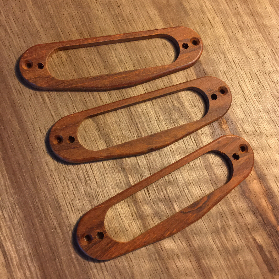 Guilford Cocobolo Stratocaster Pickup Ring Set of 3 Single Coil Pickup Rings USA