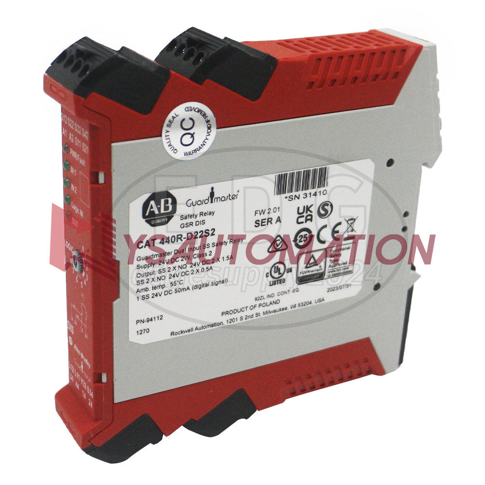 New Allen-Bradley 440R-D22S2 Monitoring Safety Relay,Dual Input/SS Output(DIS)