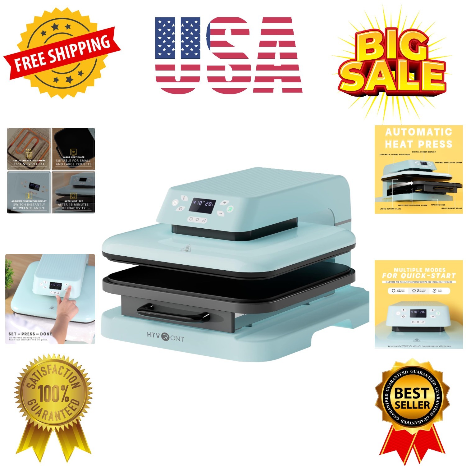 Auto Heat Press Machine for T Shirts - Heat Press 15x15 with Auto Release - H...