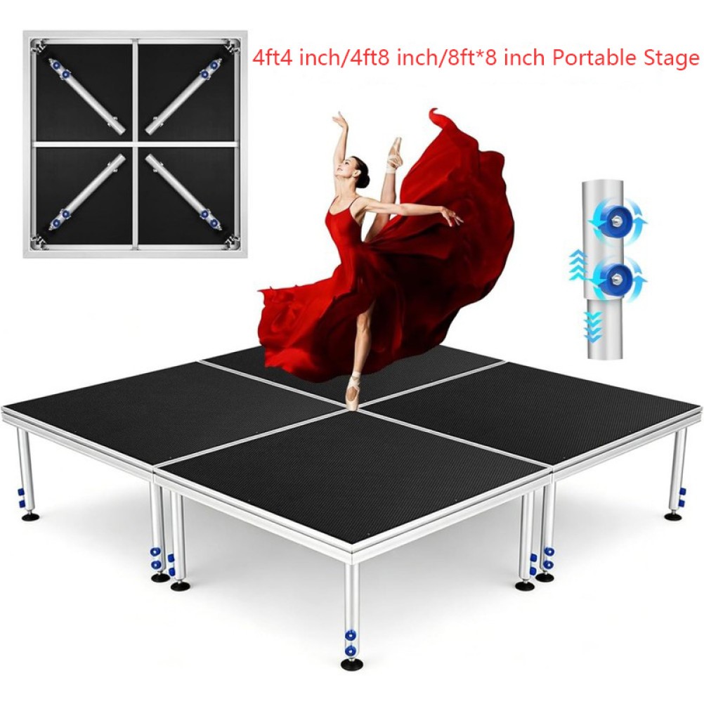 4x4ft/8*8ft Portable Stage Platform Height 24"-41" Folding Modular Stage Deck US