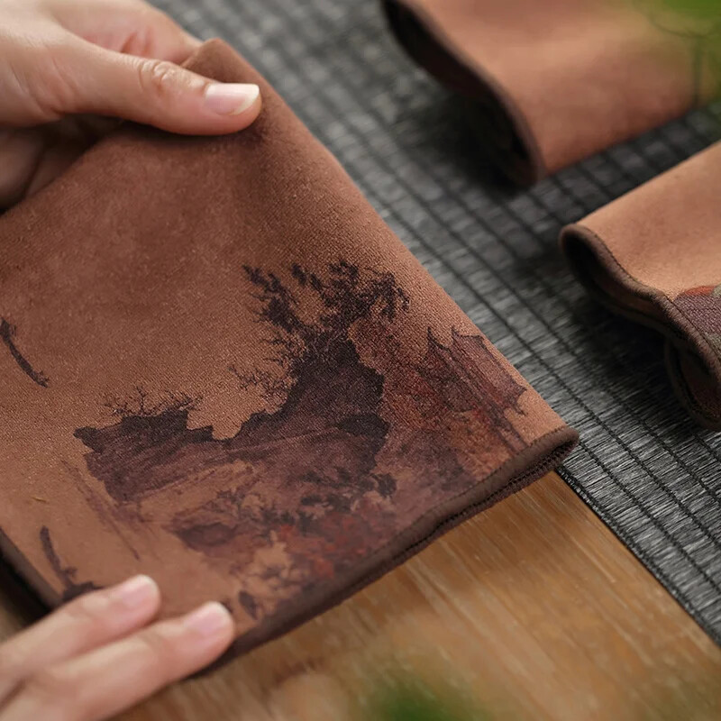Chinese Painted Thick Tea Towel Super Absorbent High-end Tea Set Table Mats
