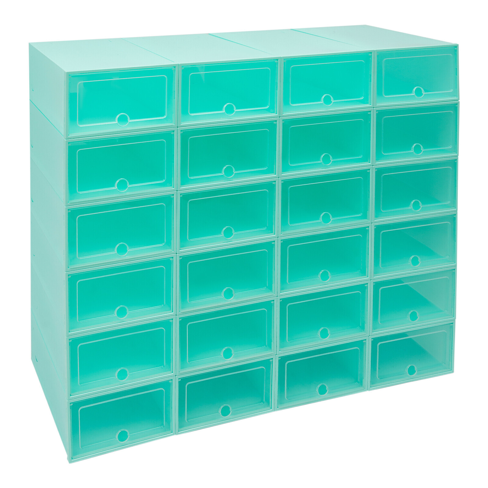 24Pack Foldable Shoe Box Storage Stackable Plastic Sneaker Case Organizer W/Lids