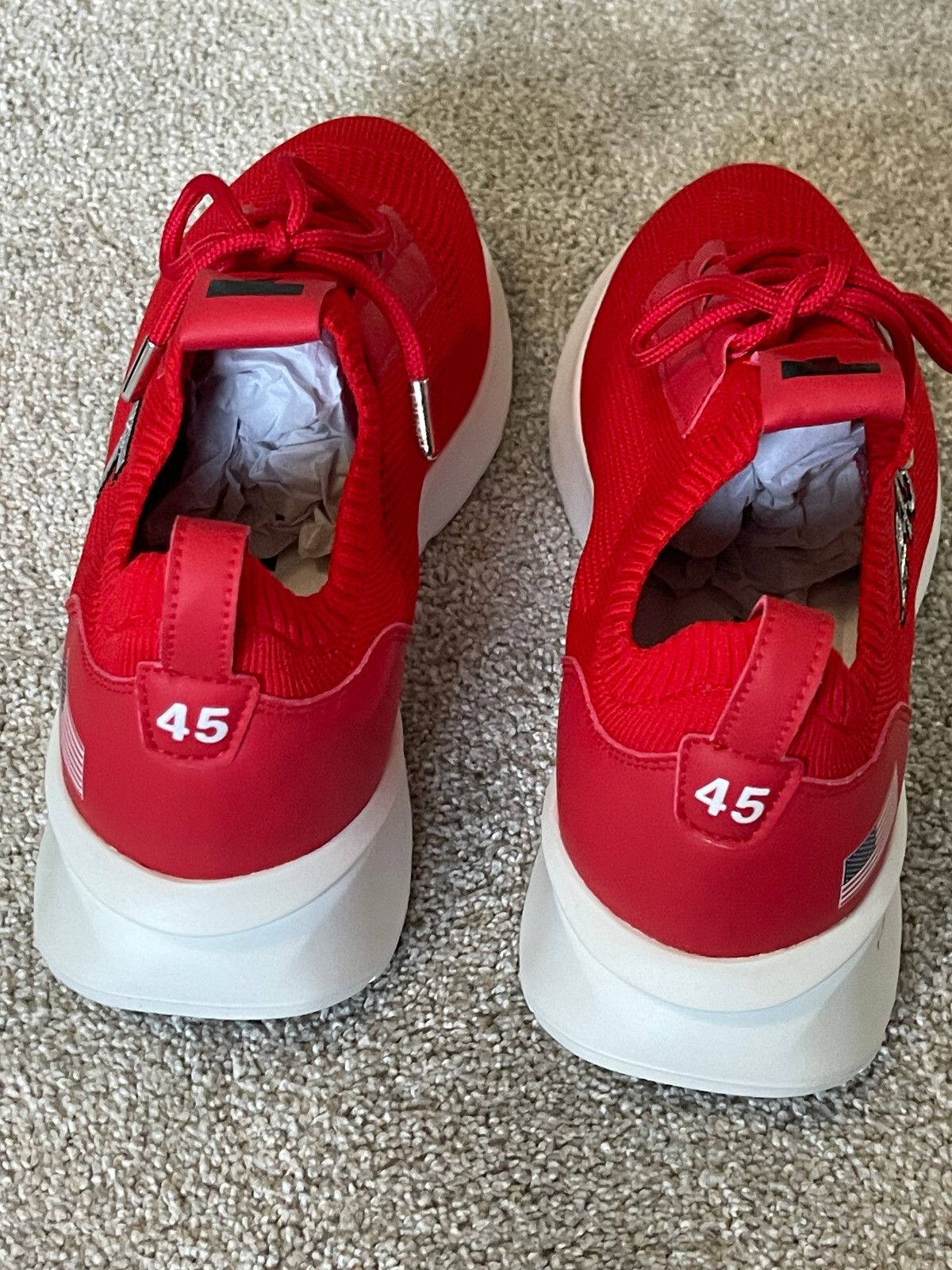 NEW in BOX 2024 Donald Trump POTUS 45 Sneakers Shoes RED Mens 8 Womens 9.5 POTUS